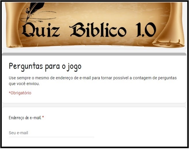 print do formulário de perguntas